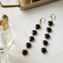 Gold Plated Black Obsidian Crystal Heart Earrings, thumbnail 1 of 5