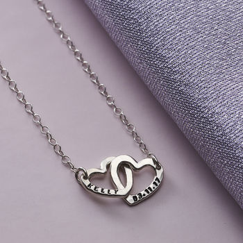 Personalised Double Heart Names Necklace, 7 of 12