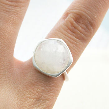 Moonstone Sterling Silver Birthstone Ring, 2 of 3