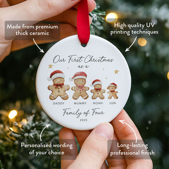 Personalised First Christmas Family Ornament With Names, 3 of 8