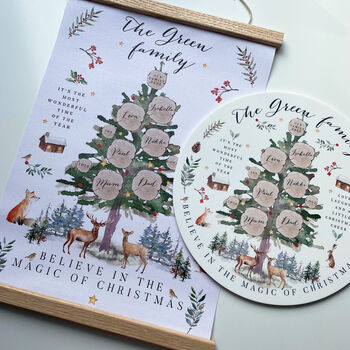 Personalised Christmas Family Tree Fabric Print, 3 of 7