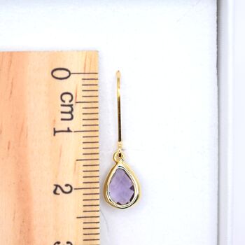 Amethyst Purple Teardrop Leverback Earrings, 4 of 8