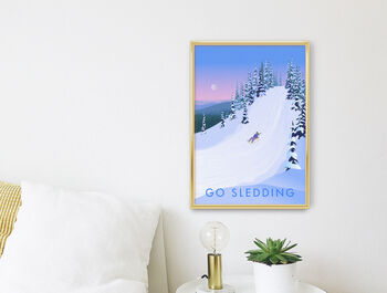 Go Sledding Travel Poster Art Print, 2 of 8