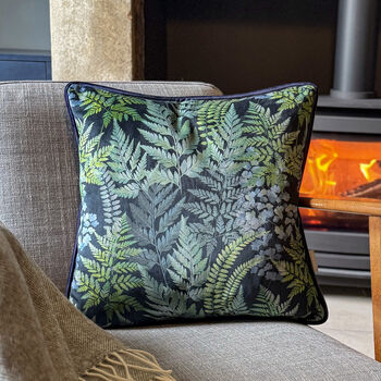 Luxury Super Soft Velvet Cushion Ferns Floral With Optional Piping, 2 of 12