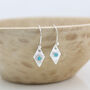 Sterling Silver Diamond And Turquoise Charm Earrings, thumbnail 3 of 5