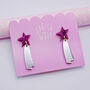 Sparkly Pink And Silver Shooting Star Earrings, thumbnail 4 of 4