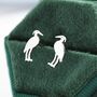 Grey Heron Bird Stud Earrings In Sterling Silver, thumbnail 3 of 12
