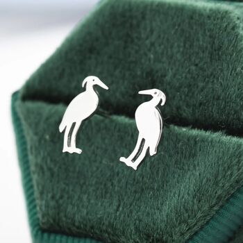 Grey Heron Bird Stud Earrings In Sterling Silver, 3 of 12