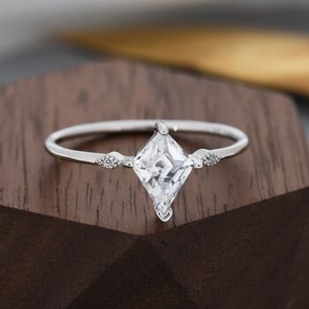 Rhombus Cz Ring In Sterling Silver, 6 of 10