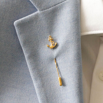 Anchor Tie Pin – Silver/Gold Vermeil Plated, 3 of 5