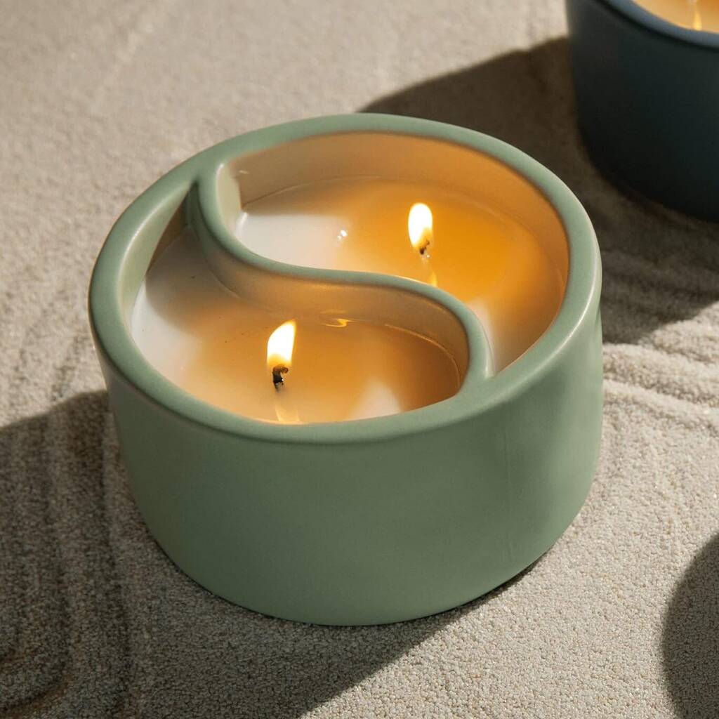 Sage Green Yin Yang Double Scented Candle By Posh Totty Designs Interiors