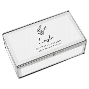 Personalised Mirrored Jewellery Box With Floral Design, 5 of 5