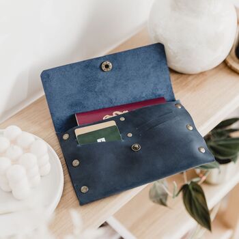 Navy Leather Travel Wallet, 2 of 4