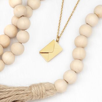 Personalised Secret Message Gold Envelope Necklace, 7 of 12