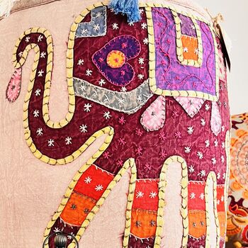 Handmade Bohemian Dusky Pink Elephant Pouffe, 2 of 8