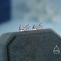 Internally Threaded Cz Flower Flat Back Earrings In Sterling Silver, thumbnail 3 of 12