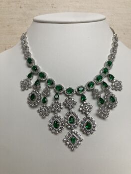Emerald Green American Diamond Silver Set, 7 of 10