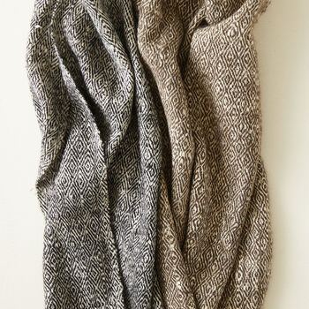 Fair Trade Woven Soft Yak Wool Raw Silk Unisex Scarf, 3 of 12