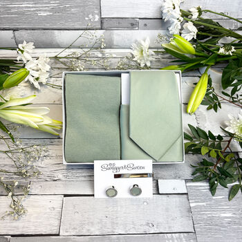 Light Sage Wedding Tie Set, 10 of 10