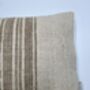 Oblong, Natural, Hemp, Neutral, Woven, Grain Sack, Striped Cushion With Cotton Reverse Brown Thick Stripe H6, thumbnail 3 of 4