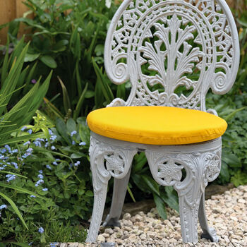 Circular Round Garden Outdoor Seat Pads Plain Mustard Yellow, 4 of 5