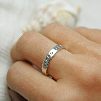 Women's Silver Engraved Personalised Ring, 3 of 12