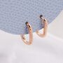 Pair Of Mini Rectangular Hoop Earrings In Sterling Silver, thumbnail 2 of 10