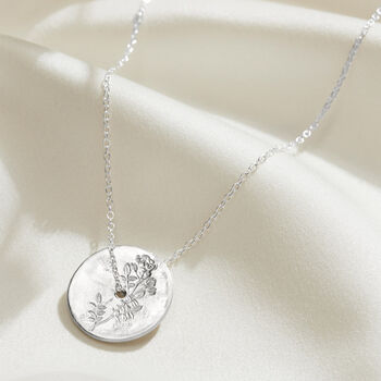 Birth Flower Spinner Necklace In Sterling Silver, 8 of 12