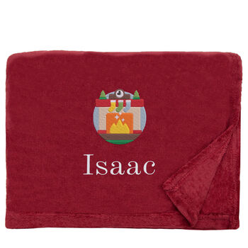 Personalised Cosy Christmas Blanket With Embroidered Winter Fireplace Design, 10 of 12