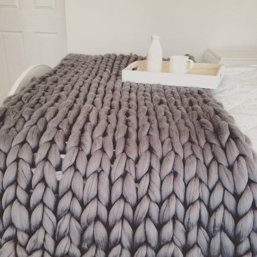 Extra thick Chunky Knitted Blankets Pure Color Super Soft ...