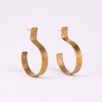 Crescent Hoop Earrings In Recycled Silver Or Brass, 3 of 3