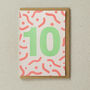 Colourful 10th Birthday Risograph Greeting Card, thumbnail 2 of 2