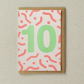 Colourful 10th Birthday Risograph Greeting Card, 2 of 2