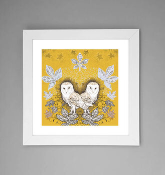'Barn Owls And Leaves' Print, 2 of 3