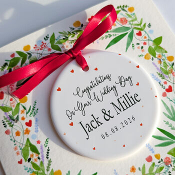 Personalised Wedding Card With Ceramic Ornament, 2 of 4