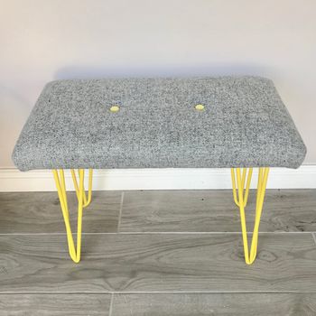 Harris Tweed Bench With Colour Pop Hairpin Legs, 3 of 8