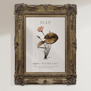 Birth Flower Wall Print 'Water Lily' For July, 4 of 9