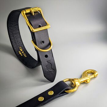 Classic Leather Dog Collar And Lead Set, 3 of 11