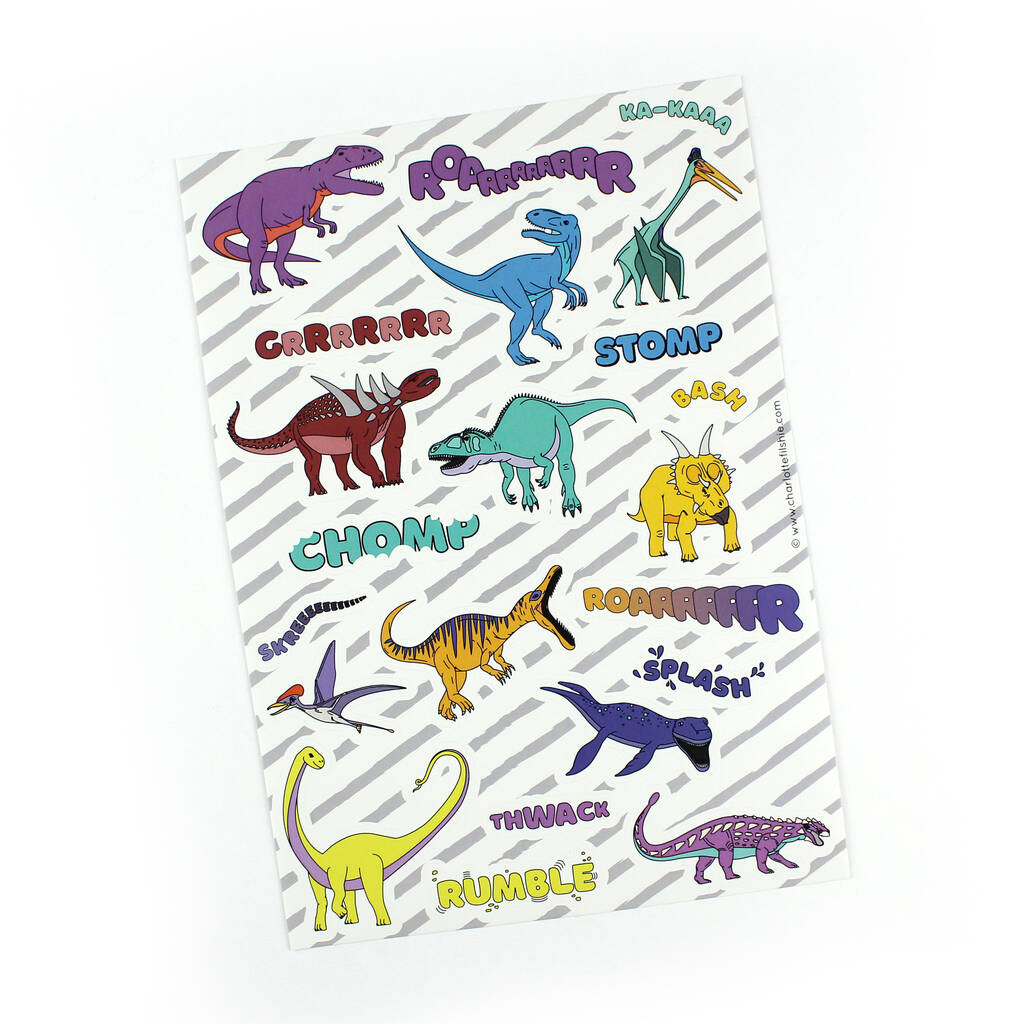 Dinosaur Sticker Sheet Pack Of Three Sheets A5 By Dinosaurs Doing Stuff