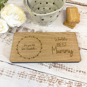 Personalised Wooden Coaster Tray Perfect Gift Worlds Best Mummy, 2 of 5