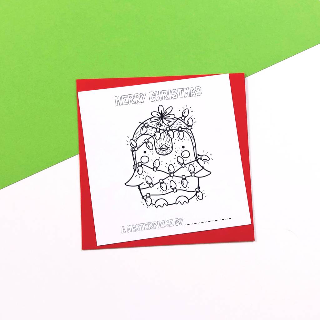 colour your own penguin christmas card single or pack by snappy