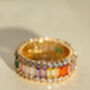 Thick Stacked Rainbow Ring, Colourful Baguette Stones, thumbnail 2 of 4