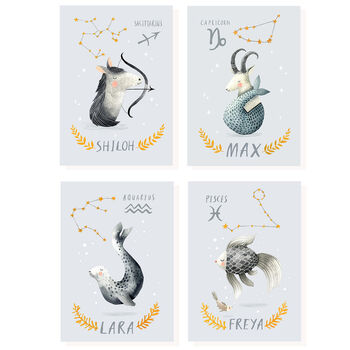 Personalised Star Sign Illustrated Print, 6 of 12