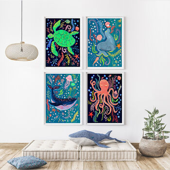 Sea Animal Nursery Print Set Of Six, 3 of 9