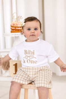Embroidered Personaised Bow Birthday T Shirt Available In Ages One To Seven, 3 of 8