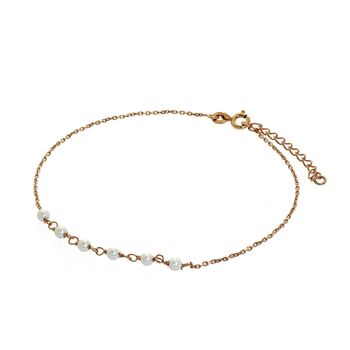 Sterling Silver And Pearl Hammered Trace Anklet, 7 of 9