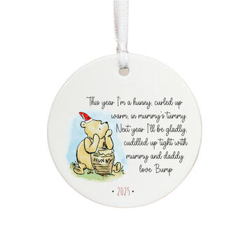 Pooh Bear White Christmas Bump Bauble Ornament Gift, 2 of 4