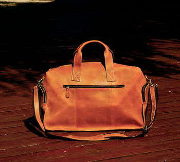 Genuine Leather Front Pocket Weekender, 8 of 11