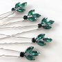Emerald Green Crystal Hair Pin Set, thumbnail 4 of 4
