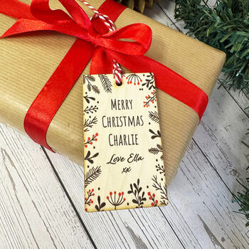 Personalised Christmas Botanical Leaf Gift Tag, 3 of 5